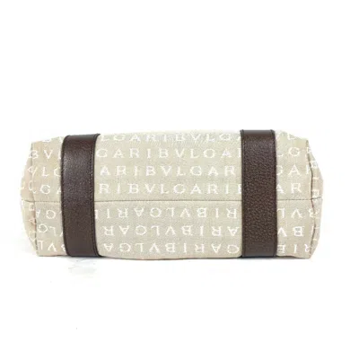 Pre-owned Bvlgari Beige Canvas Leather Shoulder Bag Tote Bag ()