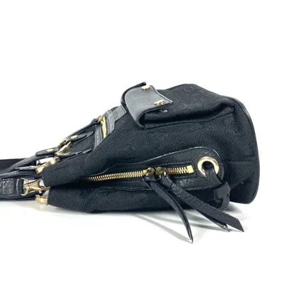 Pre-owned Bvlgari Black Leather Canvas Handbag Shoulder Bag Tote Bag ()
