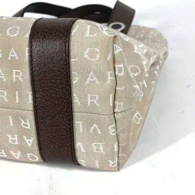 Pre-owned Bvlgari Beige Canvas Leather Shoulder Bag Tote Bag ()