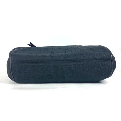 Pre-owned Bvlgari Black Leather Canvas Shoulder Bag Tote Bag ()