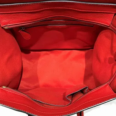 Pre-owned Celine Red Color Leather Handbag Tote Bag ()