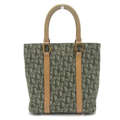 Pre-owned Dior Christian  Green Canvas Leather Handbag Tote Bag ()