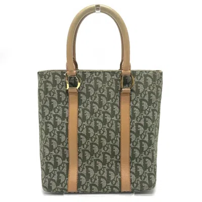 Pre-owned Dior Christian  Green Canvas Leather Handbag Tote Bag ()