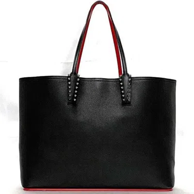 Pre-owned Christian Louboutin Black Red Color Leather Rubber Tote Bag ()