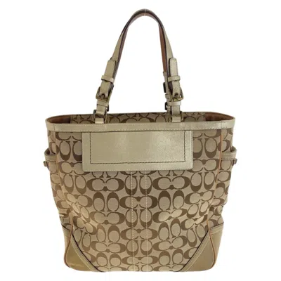 Pre-owned Coach Beige Gold Signature Line Shoulder Bag Tote Bag ()