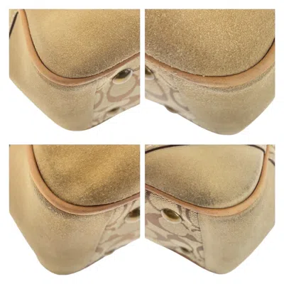 Pre-owned Coach Beige Gold Signature Line Shoulder Bag Tote Bag ()