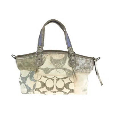 Pre-owned Coach Ivory Signature Line Handbag Tote Bag ()