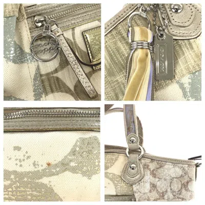 Pre-owned Coach Ivory Signature Line Handbag Tote Bag ()