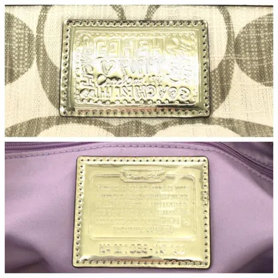 Pre-owned Coach Ivory Signature Line Handbag Tote Bag ()