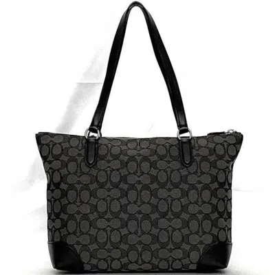 Pre-owned Coach Signature Black Gray Signature Line Tote Bag ()