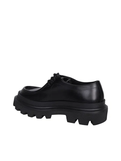 Dolce & Gabbana Brushed Calfskin Derby Shoes In Black