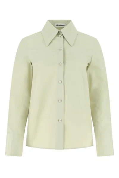 Jil Sander Pastel Green Poplin Oversize Shirt In Green