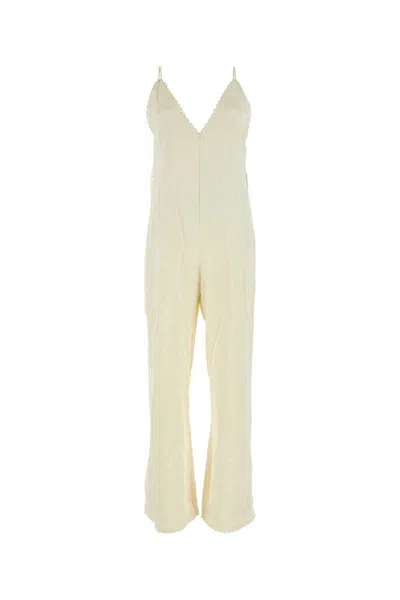 Jil Sander Ivory Satin Jumpsuit In White