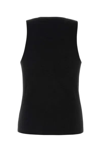 Jw Anderson Black Sleeveless Top With Logo Embroidery On The Front In Black