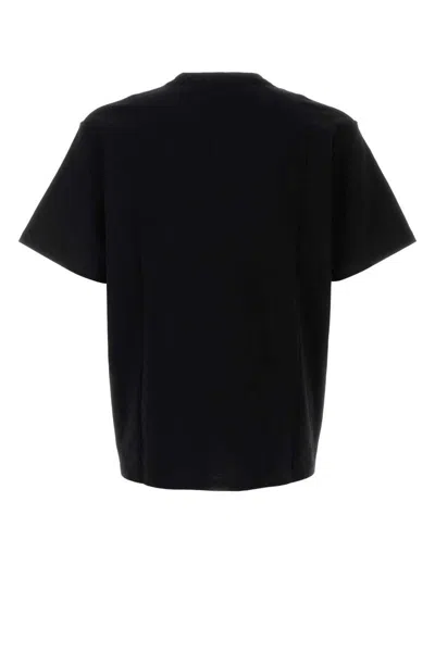 Jw Anderson Black Crewneck T-shirt With Anchor Embroidery On The Front In Black
