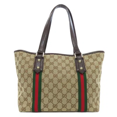 Pre-owned Gucci Sherry Line Brown Canvas Tote Bag ()