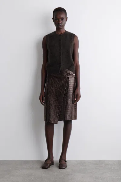 Cos Square-toe Buckled Ballet Flats In Brown