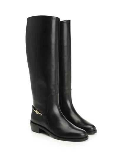 Ferragamo Boot With F Buckle Boots Black