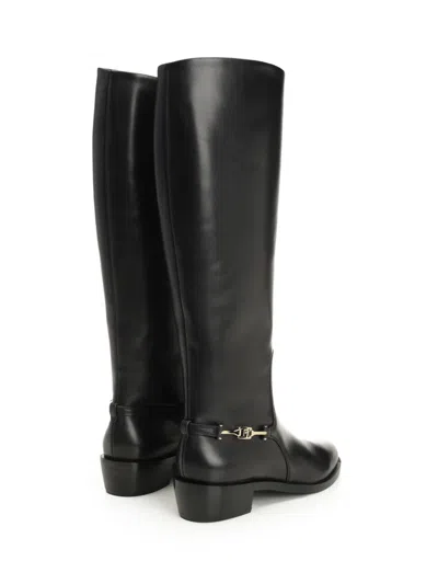 Ferragamo Boot With F Buckle Boots Black