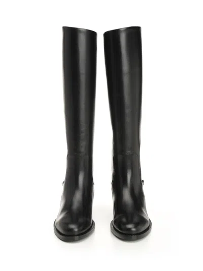 Ferragamo Boot With F Buckle Boots Black
