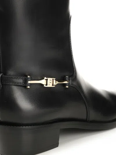 Ferragamo Boot With F Buckle Boots Black