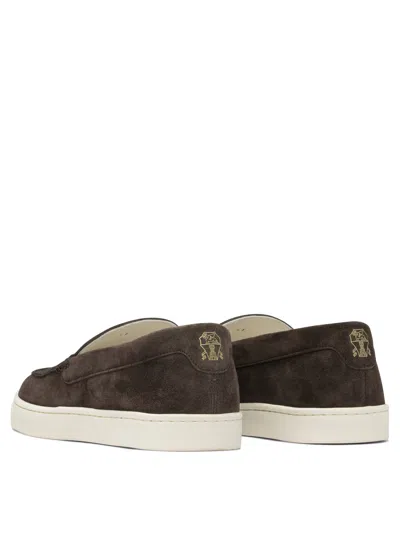 Brunello Cucinelli Rich Brown Suede Loafers