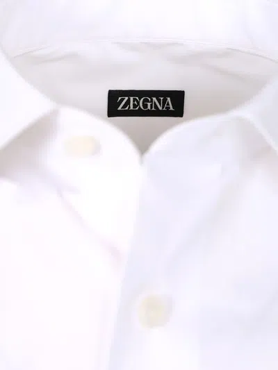 Ermenegildo Zegna Tailored Shirt In Stretch Cotton Shirts White In White