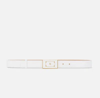 Elisabetta Franchi Belt With Logo Plate In White