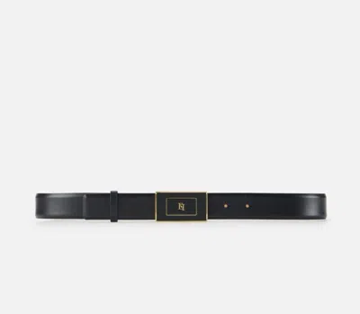 Elisabetta Franchi Black Leather Belt With Logo Plaque In Black