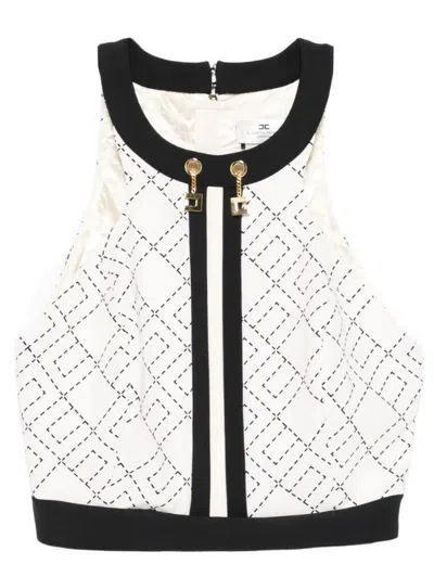 Elisabetta Franchi Bi Color Top In White