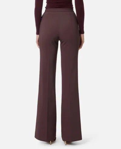 Elisabetta Franchi Flared Leg Trousers Gold-tone Buttons In Brown