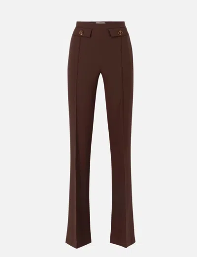 Elisabetta Franchi Flared Leg Trousers Gold-tone Buttons In Brown