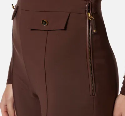 Elisabetta Franchi Flared Leg Trousers Gold-tone Buttons In Brown