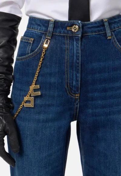 Elisabetta Franchi Jeans Con Catena Gioiello Blu In Blue