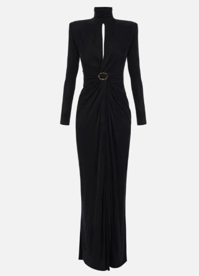 Elisabetta Franchi Red Carpet Dress With Drapes In Black