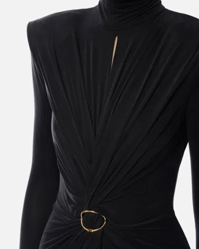 Elisabetta Franchi Red Carpet Dress With Drapes In Black