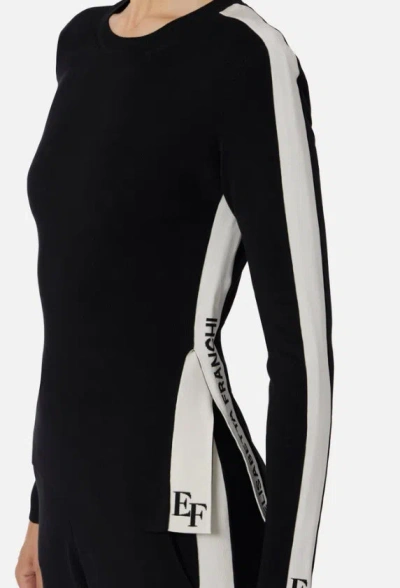 Elisabetta Franchi Sweater With Shiny Bands In Black