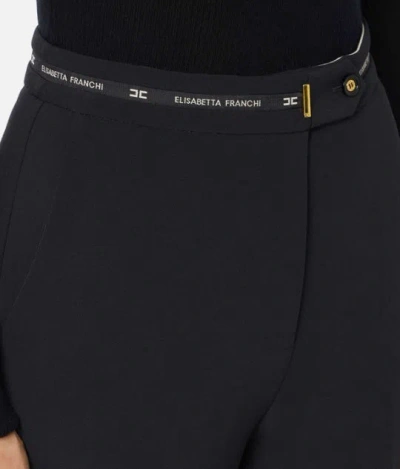 Elisabetta Franchi Trousers Straight Leg Pockets Belt Loops In Black