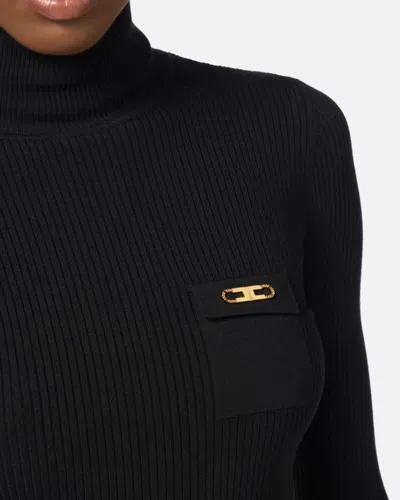 Elisabetta Franchi Turtleneck Sweater With Pocket In Gray