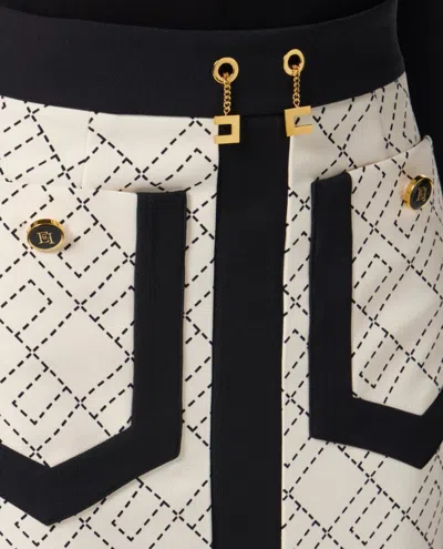 Elisabetta Franchi Geometric Patterned Midi Skirt In Neutral
