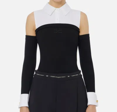 Elisabetta Franchi Viscose And Poplin Bodysuit In Black