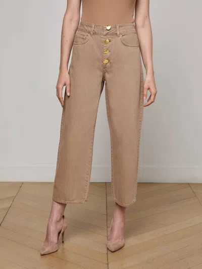 L Agence Liora High-rise Wide Cropped Jeans In Brown