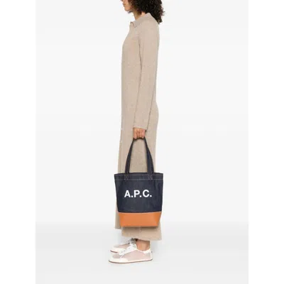 Apc A.p.c. Axel Small Denim Tote Bag In Blue