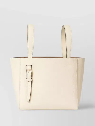 Valextra Mini Con Tracolla Soft Leather Bucket Bag In White