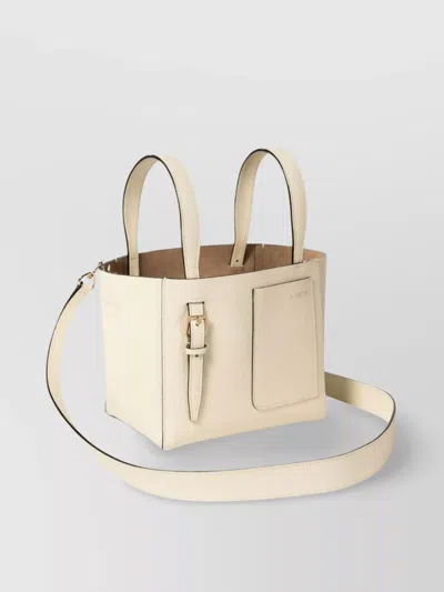 Valextra Mini Con Tracolla Soft Leather Bucket Bag In White