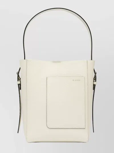 Valextra Shoulder Bag Structured Top Handle In Neutral