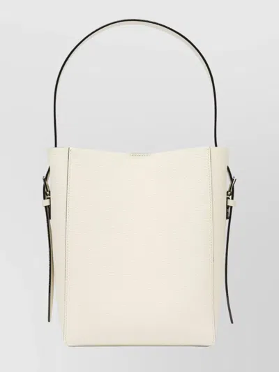 Valextra Shoulder Bag Structured Top Handle In Neutral