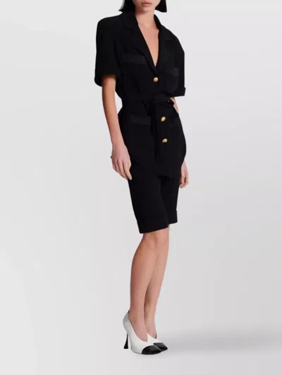 Balmain Ss 4 Pockets Crepe Saharian Shirt In Black