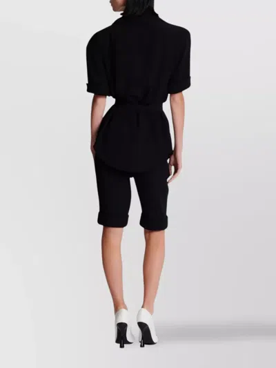 Balmain Ss 4 Pockets Crepe Saharian Shirt In Black
