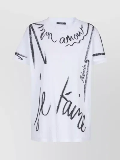 Balmain Sl Writing Printed T-shirt In White
